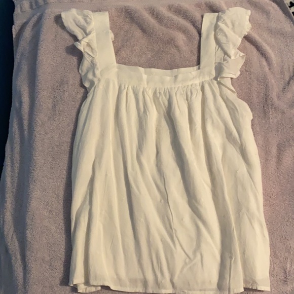 White, ruffle sleeve, tank top, blouse - Picture 2 of 3